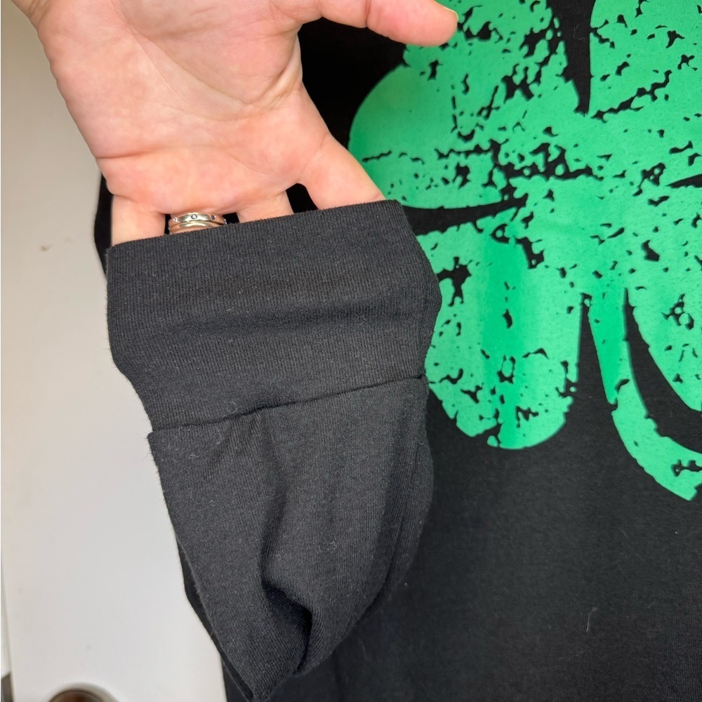 Black Long Sleeve Top with Green Clover | Shamrock | Women’s Size S | Comfy - Picture 4 of 11
